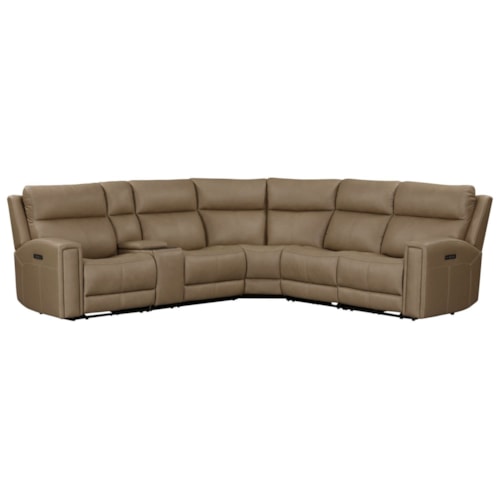 Transitional 6-Piece Power Reclining Sectional with Wireless Charging