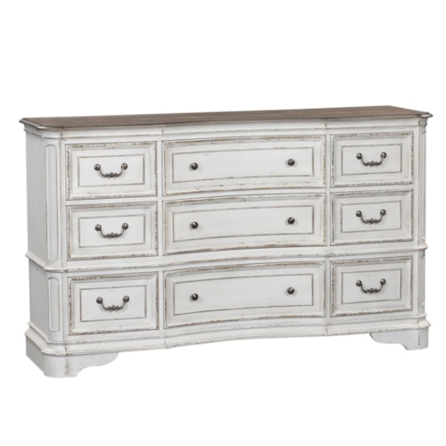 Relaxed Vintage 9-Drawer Dresser with Felt Lined Top Drawers