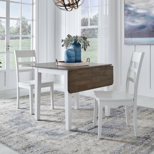 Transitional 3-pc. Casual Dop-Leaf Dining Set