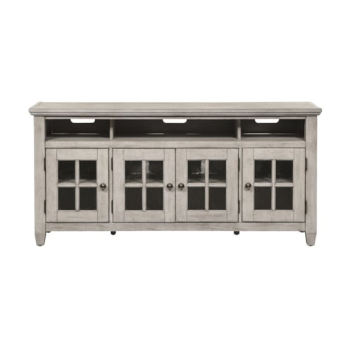 Farmhouse Entertainment TV Stand with Glass Doors