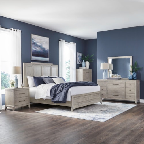 Transitional 5-Piece Queen Panel Bedroom Set