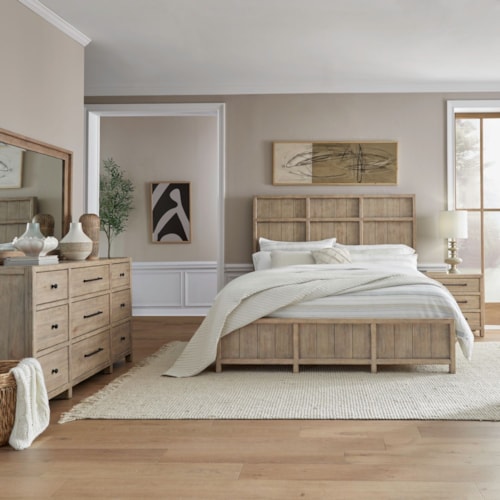 Transitional 4-Piece King Panel Bedroom Set