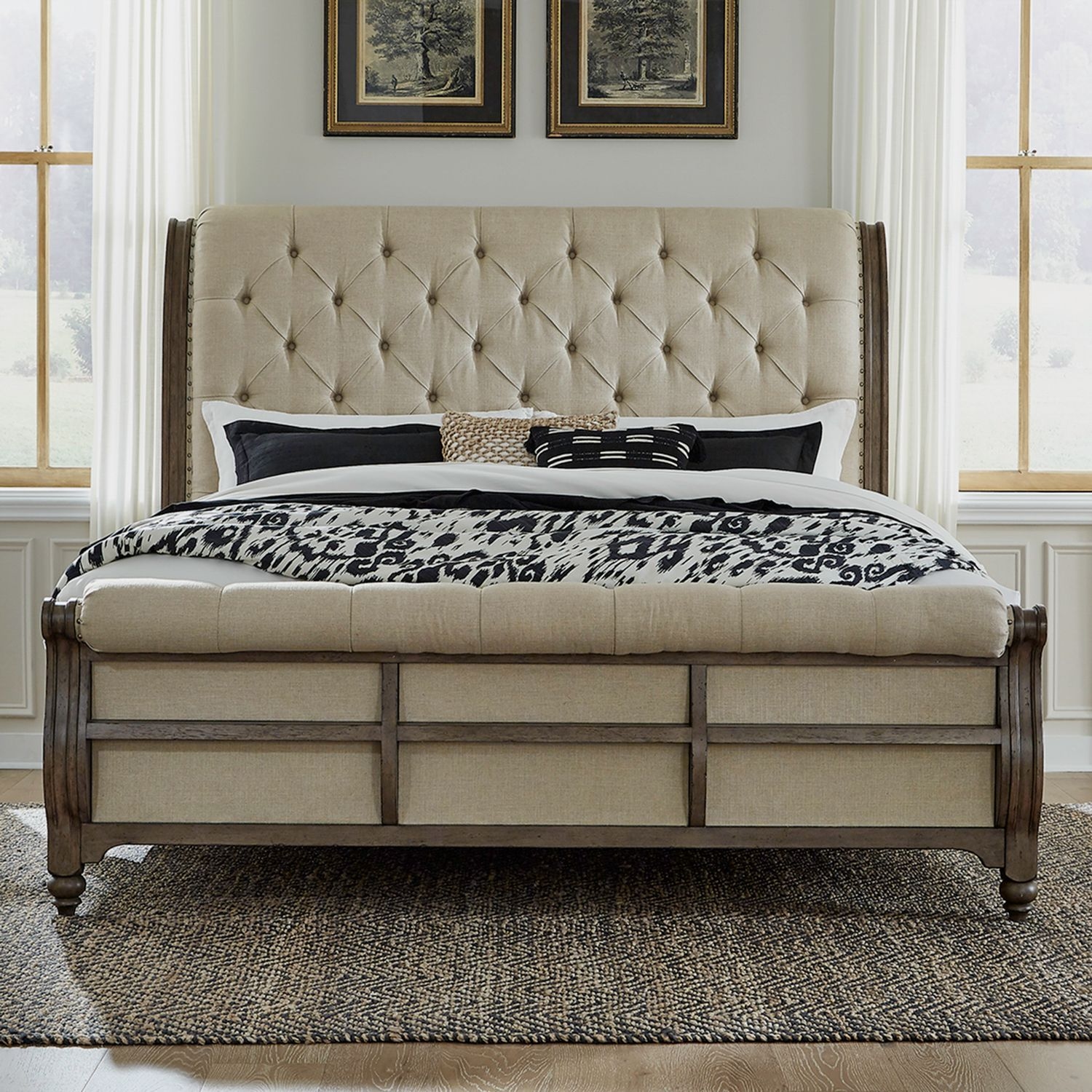 Liberty Furniture Americana Farmhouse Upholstered King Sleigh Bed