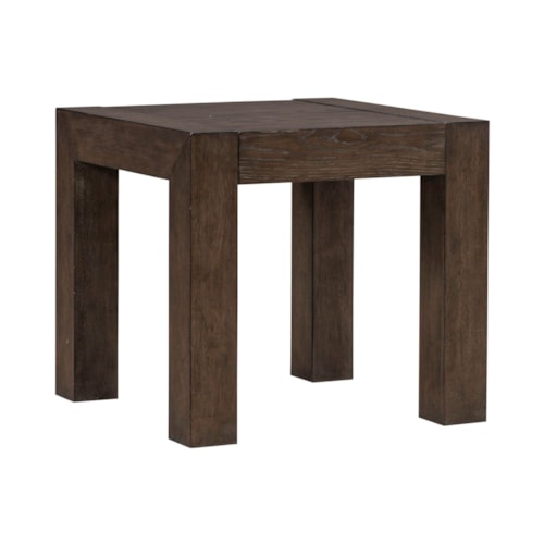 Contemporary Rectangular End Table with Block-Style Legs