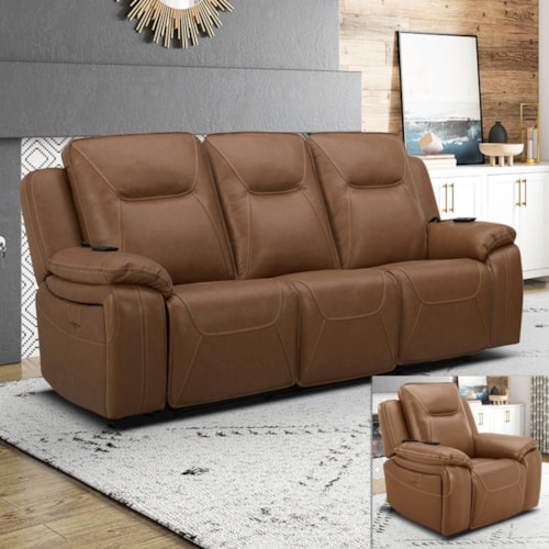 Transitional 2-Piece Power Recliner Living Room Set
