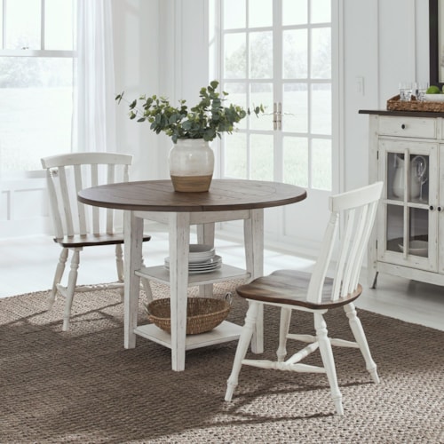 Farmhouse 3-Piece Drop Leaf Dinette with Two-Tone Finish