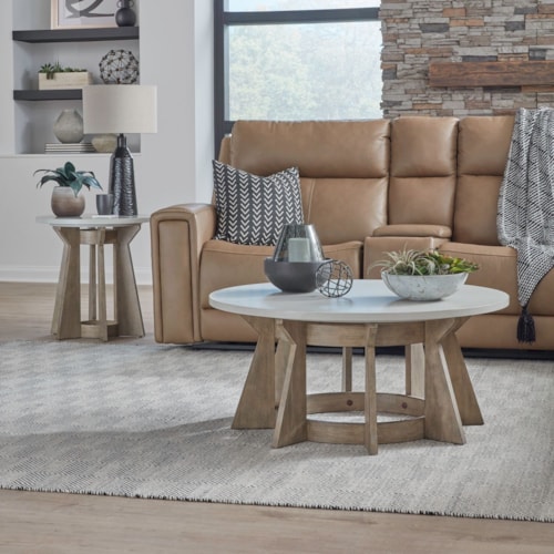 Contemporary 3-Piece Round Two-Tone Occasional Set