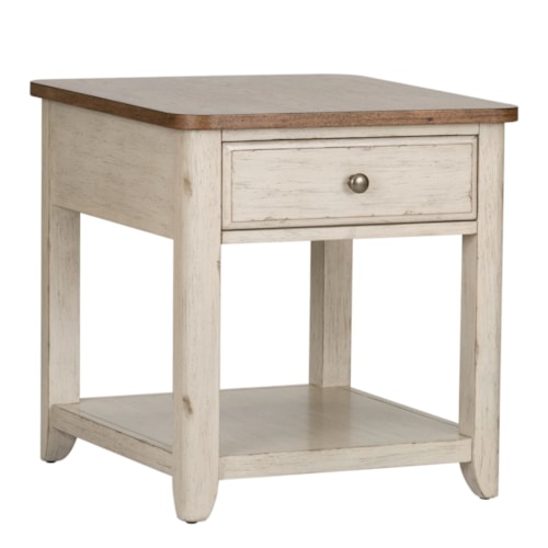 Farmhouse Reimagined End Table with Basket