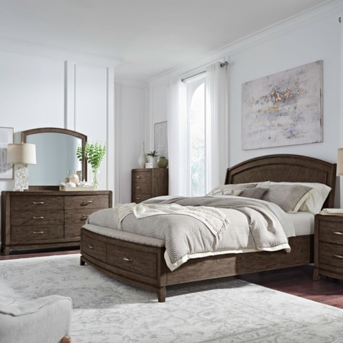 Transitional 4-Piece Queen Panel Bedroom Set