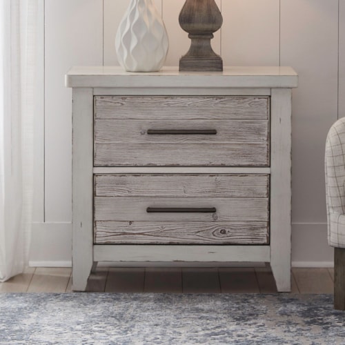2-Drawer Nightstand with Charging Station