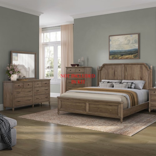Transitional 3-pc. Queen Panel Bedroom Set with Dresser & Mirror