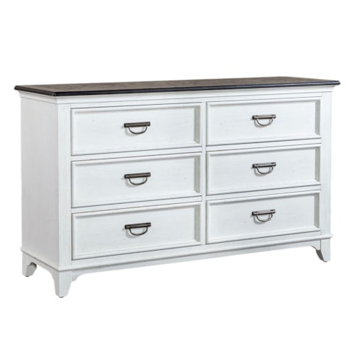 Cottage Kid's Bedroom 6-Drawer Dresser with Felt-Lined Drawers