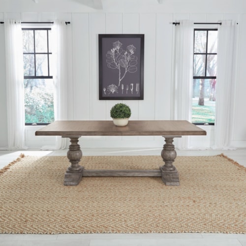 Farmhouse Trestle Dining Table with 18" Leaf