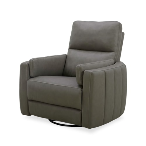 Contemporary Swivel Glider Power Recliner w/Arm Pillows