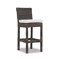 Transitional Outdoor Armless Counter Stool with Wicker Detailing