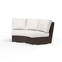 Montecito Curved Loveseat In Canvas Flax W/ Self Welt