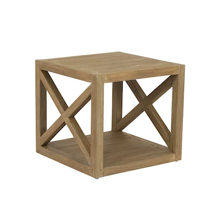 Coastal Square End Table with Open Storage