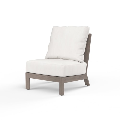 Transitional Outdoor Armless Club Chair with Pillow Back