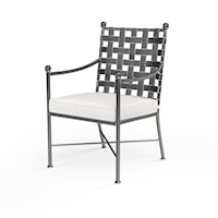 Traditional Upholstered Dining Chair with Woven Back