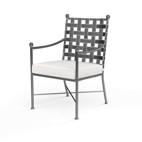 Traditional Outdoor Cushioned Dining Chair Woven Back