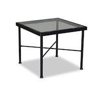 Traditional Rectangular End Table with Tempered Glass Top