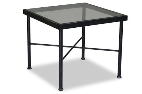 Traditional Rectangular End Table with Tempered Glass Top