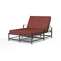 Contemporary Upholstered Double Chaise with Weather Resistant Fabric