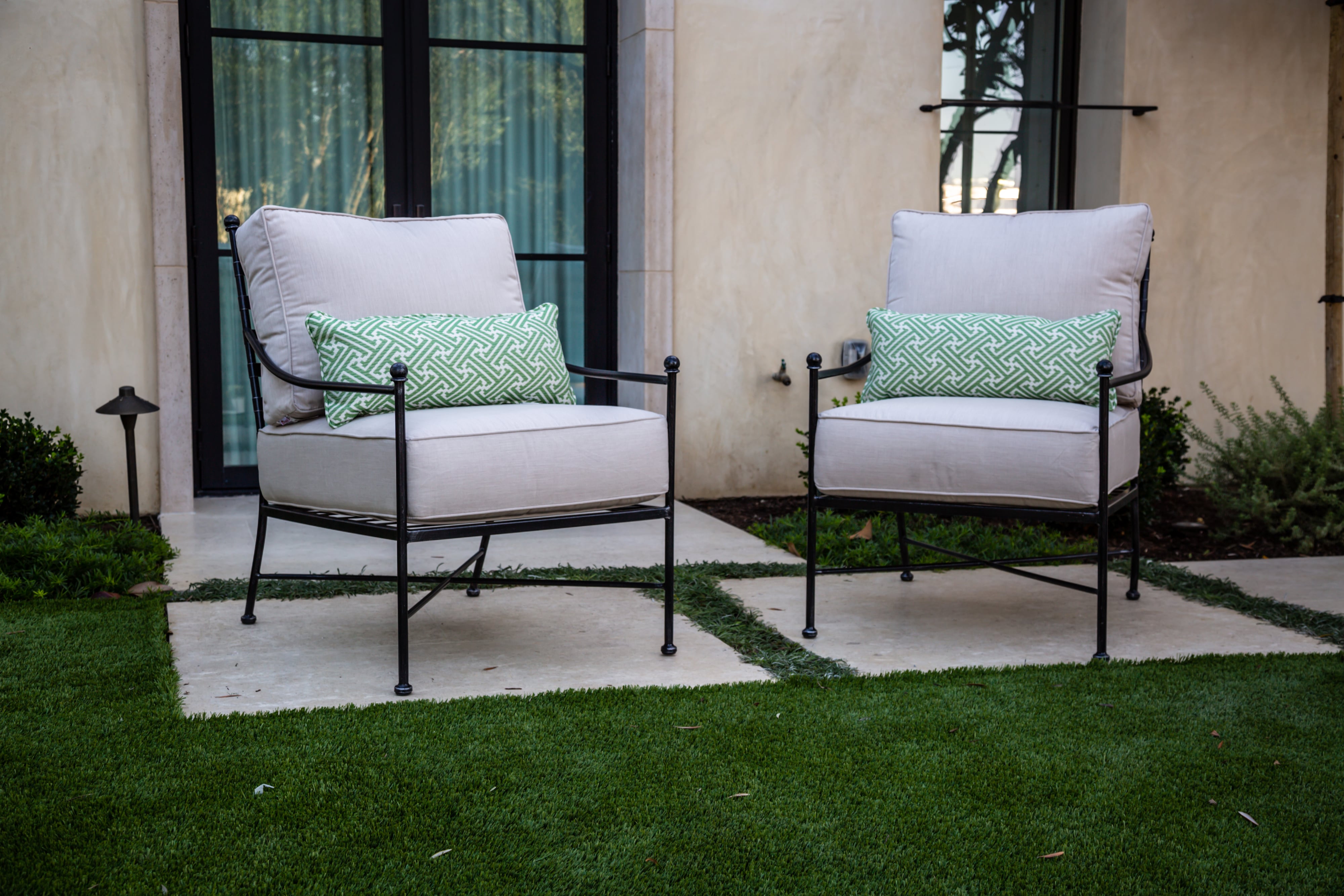 Strap-Back Wrought Iron Club Chair