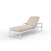 Coastal Outdoor Upholstered Chaise with Rope Detailing