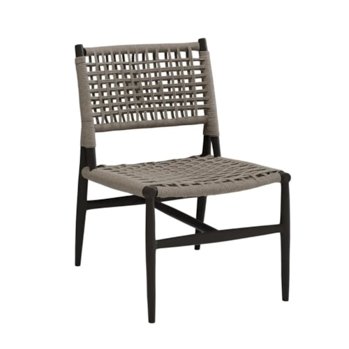 Contemporary Outdoor Upholstered Dining Chair with Woven Back and Seat
