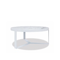 Contemporary Outdoor Round Coffee Table with Marble Top