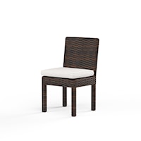 Transitional Outdoor Armless Dining Chair with Wicker Detailing