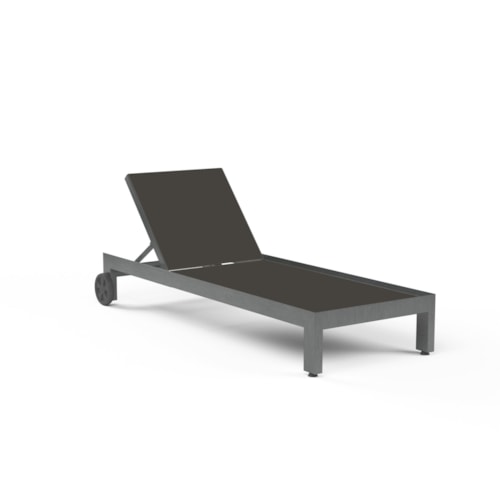 Contemporary Adjustable Sling Chaise with Wheel Legs