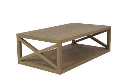 Coastal Rectangular Coffee Table with Open Storage