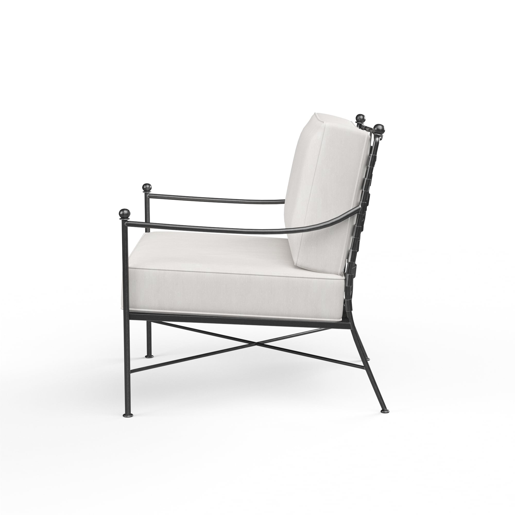 Strap-Back Wrought Iron Club Chair
