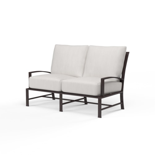 Contemporary Outdoor Loveseat with Weather Resistant Cushions