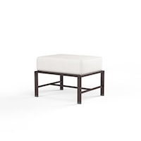 Contemporary Upholstered Ottoman with Weather Resistant Cushion
