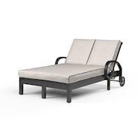 Traditional Upholstered Double Chaise with Wheels