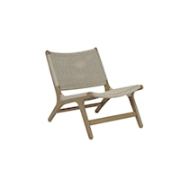 Coastal Upholstered Accent Chair with Wicker Seat