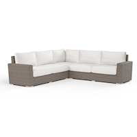 Transitional Outdoor Resin Wicker Sectional Sofa