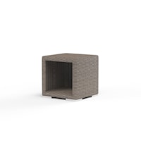 Transitional Outdoor Resin Wicker End Table