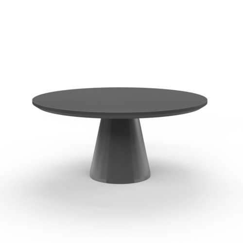 Contemporary Outdoor Round Dining Table with Single Pedestal Base