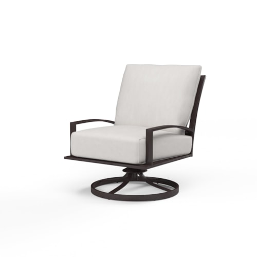 Contemporary Outdoor Swivel Club Chair with Weather Resistant Cushions