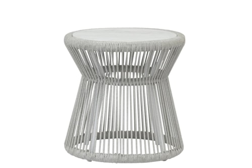 Coastal Outdoor End Table with Honed Carrara Marble Top
