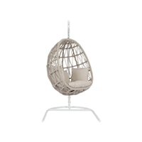 Coastal Rope Hanging Egg Chair with Weather Resistant Cushions