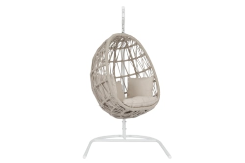 Coastal Rope Hanging Egg Chair with Weather Resistant Cushions