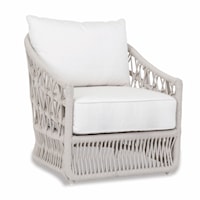 Coastal Upholstered Outdoor Club Chair with Rope Detailing