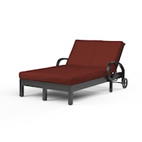 Traditional Upholstered Double Chaise with Wheels