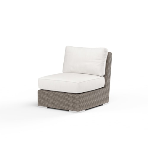 Coastal Outdoor Armless Resin Wicker Club Chair