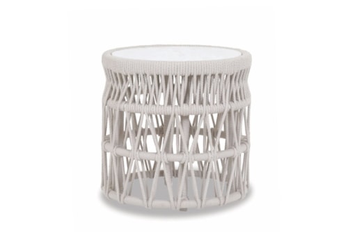 Coastal Outdoor End Table with Marble Top